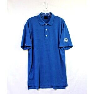 Dunning Golf Performance Polo Shirt Men’s Medium Blue Stripe Polyester Spandex